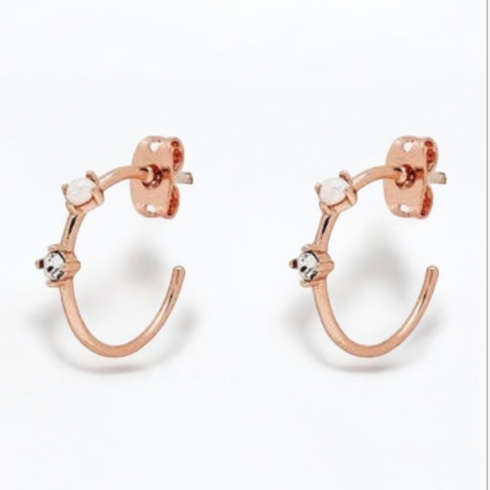 NWT Pura Vida Opal Hoop Earrings in Rosegold